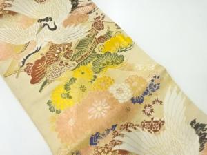 アンティーク　鶴に屋敷模様織出し丸帯（材料）